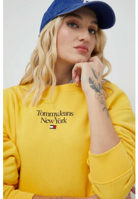 Tommy Jeans Суичър в жълто с принт - Pepit.bg