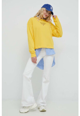 Tommy Jeans Суичър в жълто с принт - Pepit.bg
