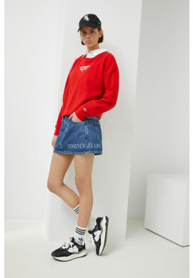 Tommy Jeans Суичър в червено с принт - Pepit.bg