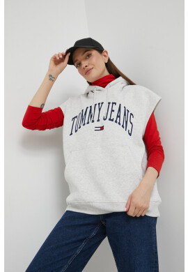 Tommy Jeans Суичър в бяло с качулка с изчистен дизайн - Pepit.bg