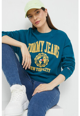 Tommy Jeans Суичър в тюркоазено с принт - Pepit.bg