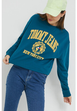 Tommy Jeans Суичър в тюркоазено с принт - Pepit.bg