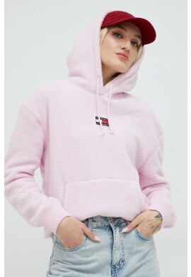 Tommy Jeans Суичър в лилаво с качулка с изчистен дизайн - Pepit.bg