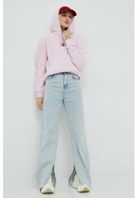 Tommy Jeans Суичър в лилаво с качулка с изчистен дизайн - Pepit.bg