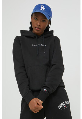 Tommy Jeans Суичър в черно с качулка с десен - Pepit.bg