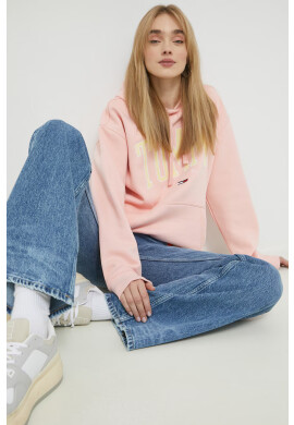 Tommy Jeans Суичър в розово с качулка с апликация - Pepit.bg