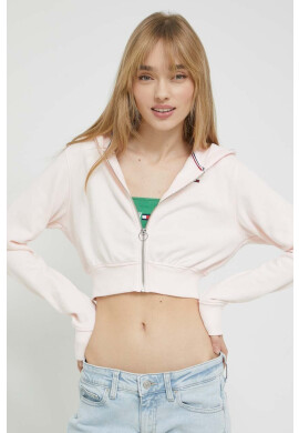 Tommy Jeans Суичър в розово с качулка с изчистен дизайн - Pepit.bg