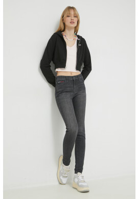 Tommy Jeans Суичър в синьо с качулка с десен - Pepit.bg
