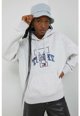 Tommy Jeans Суичър в сиво с качулка с апликация - Pepit.bg
