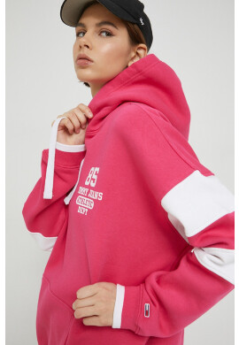 Tommy Jeans Суичър в розово с качулка с десен - Pepit.bg