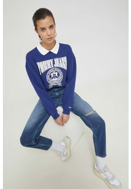 Tommy Jeans Суичър в тъмносиньо с принт - Pepit.bg
