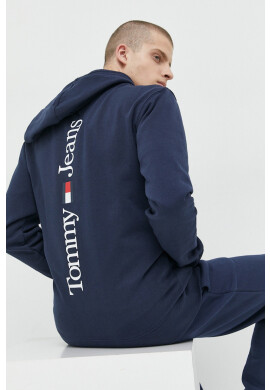 Tommy Jeans Суичър в тъмносиньо с качулка с принт - Pepit.bg