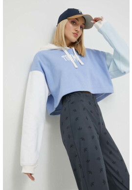 Tommy Jeans Суичър в синьо с качулка с десен - Pepit.bg