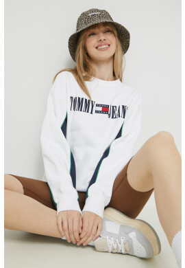 Tommy Jeans Суичър в бяло с апликация - Pepit.bg