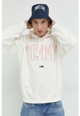 Tommy Jeans Суичър в бежово с качулка с апликация - Pepit.bg