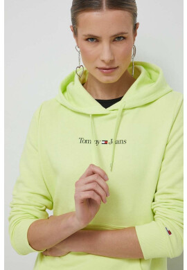 Tommy Jeans Суичър в жълто с качулка с принт - Pepit.bg