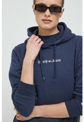 Tommy Jeans Суичър в тъмносиньо с качулка с принт - Pepit.bg