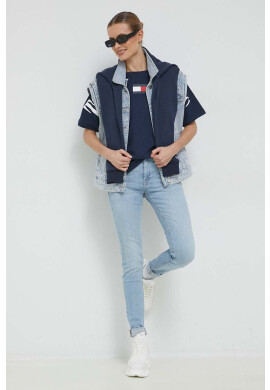 Tommy Jeans Суичър в тъмносиньо с качулка с принт - Pepit.bg