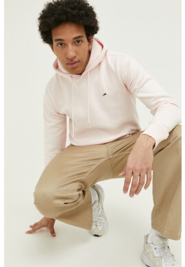Tommy Jeans Суичър в розово с качулка с изчистен дизайн - Pepit.bg