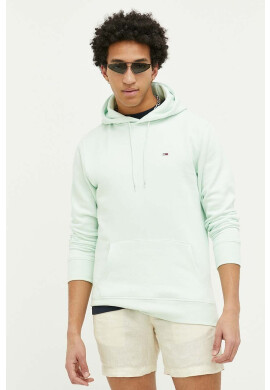 Tommy Jeans Суичър в зелено с качулка с изчистен дизайн - Pepit.bg