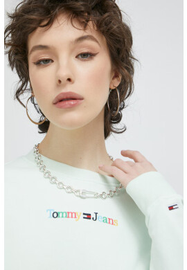Tommy Jeans Суичър в зелено с апликация - Pepit.bg