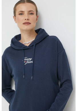 Tommy Jeans Суичър в тъмносиньо с качулка с принт - Pepit.bg
