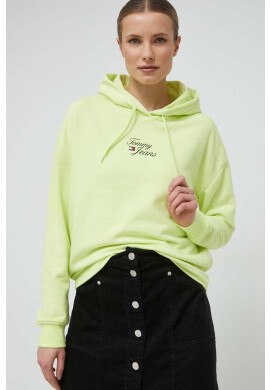 Tommy Jeans Суичър в жълто с качулка с принт - Pepit.bg