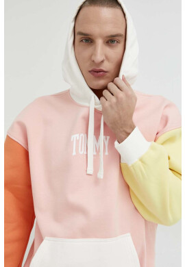 Tommy Jeans Суичър в розово с качулка с десен - Pepit.bg
