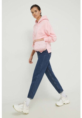 Tommy Jeans Суичър в розово с качулка с изчистен дизайн - Pepit.bg