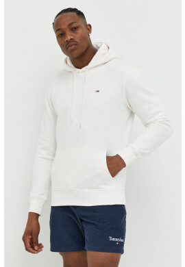 Tommy Jeans Суичър в бяло с качулка с изчистен дизайн - Pepit.bg