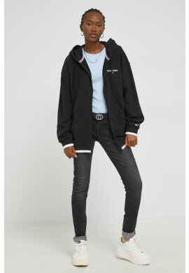 Tommy Jeans Суичър в черно с качулка с принт - Pepit.bg