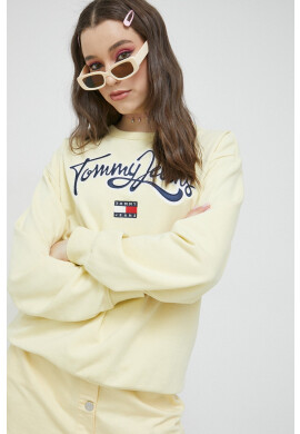 Tommy Jeans Суичър в жълто с апликация - Pepit.bg