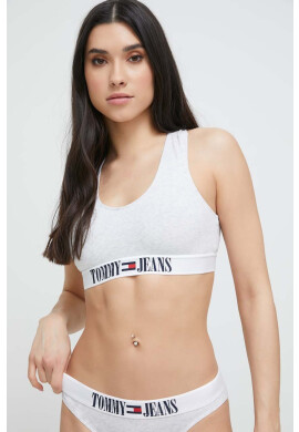 Tommy Jeans Сутиен в сиво с изчистен дизайн - Pepit.bg