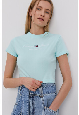 Tommy Jeans Тениска дамска в тюркоазено - Pepit.bg
