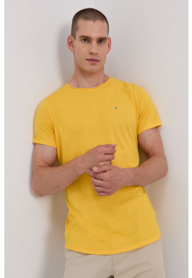 Tommy Jeans Тениска мъжка в жълто с изчистен дизайн - Pepit.bg