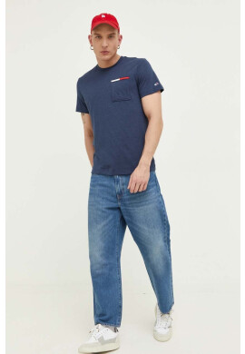 Tommy Jeans Тениска в тъмносиньо меланж на - Pepit.bg