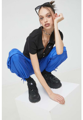 Tommy Jeans Тениска с яка в черно - Pepit.bg