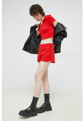 Tommy Jeans Тениска с яка в червено - Pepit.bg