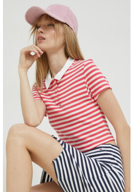 Tommy Jeans Тениска с яка в розово - Pepit.bg