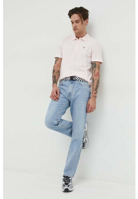 Tommy Jeans Тениска с яка в розово с апликация - Pepit.bg