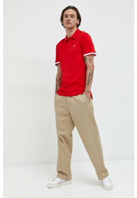 Tommy Jeans Тениска с яка в червено с апликация - Pepit.bg