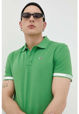 Tommy Jeans Тениска с яка в зелено с апликация - Pepit.bg