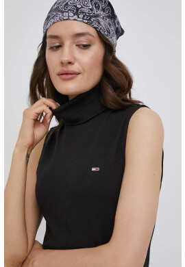 Tommy Jeans Топ дамски в черно с поло - Pepit.bg