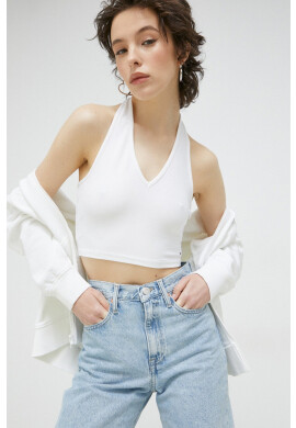 Tommy Jeans Топ дамски в бяло - Pepit.bg