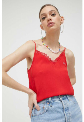 Tommy Jeans Топ дамски в червено - Pepit.bg