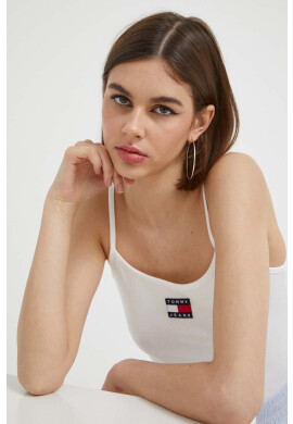 Tommy Jeans Топ Tommy Hilfiger дамски в бяло - Pepit.bg