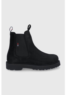 Tommy Jeans Велурени боти челси мъжки в черно - Pepit.bg