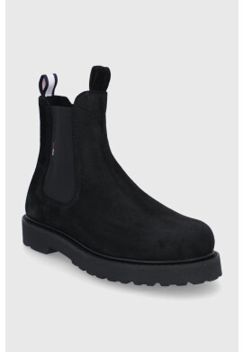 Tommy Jeans Велурени боти челси мъжки в черно - Pepit.bg