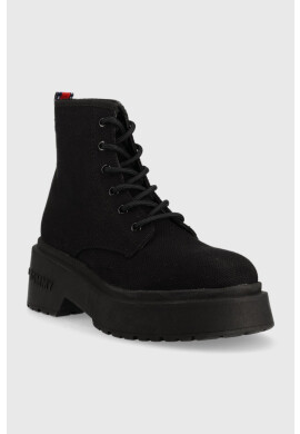 Tommy Jeans Боти LACE UP FESTIV BOOTS дамски в черно EN0EN02133 - Pepit.bg