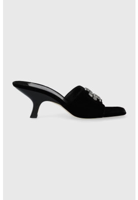 Tory Burch Чехли Eleanor Pave в черно с нисък ток - Pepit.bg